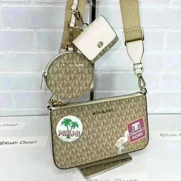 Michael Kors Crossbody Tech Attach Adjustable Strap w Coin Pouch & Airpod case - Picture 3 of 10